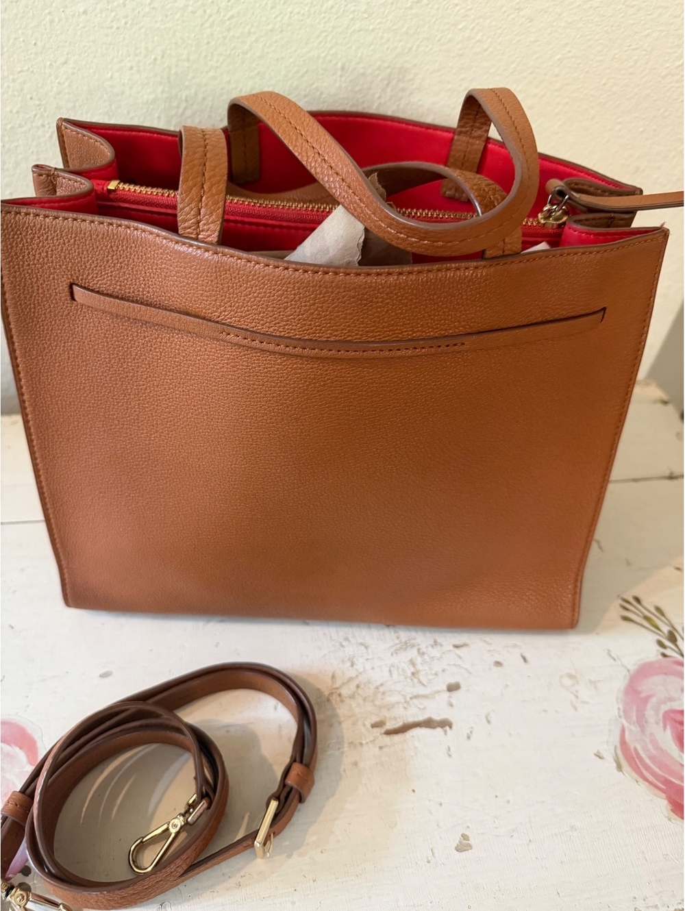 Kate Spade Brown Leather Tote Bag Medium - Picture 8 of 9
